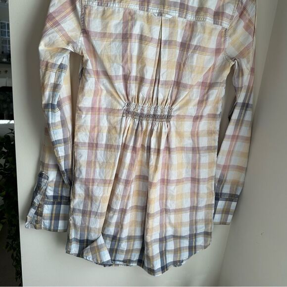 Free People size 4 white pink/yellow/purple flannel button down dress - Picture 6 of 10